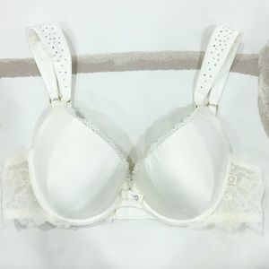 2/50👙 NWOT Morgan bridal white Swarovski bra 34C